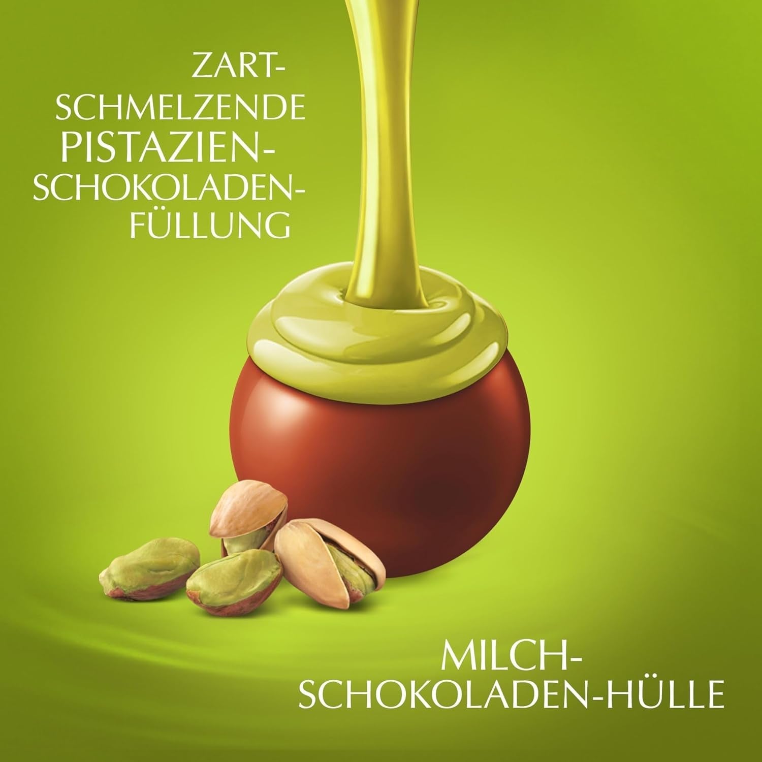Lindt LINDOR Chokolade med Pistacie | 1 kg genlukkelig pose | ca. 80 mælkechokoladekugler med smeltet pistacie-cremefyld i munden | Bulkpakke, pralinegave