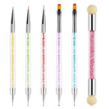 Sularpek 6 Stück Nagel Pinsel, Nail Art Pinsel, Pinsel Nageldesign, Nagel Pinsel Set, Nail Art Dotting Tools med 1 svampebørste applikator, Nageldesign Tilbehør til DIY Nail Art Design