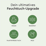 LILLYDOO grønne vådservietter, 600 count (10 x 60), 100 % plastfri rivefast serviet - Parfumefri, skånsom og naturlig, skånsom rensning til følsom hud, dermatologisk testet