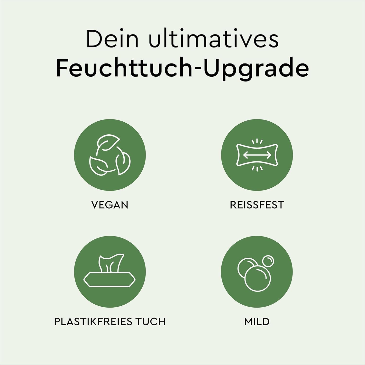 LILLYDOO grønne vådservietter, 600 count (10 x 60), 100 % plastfri rivefast serviet - Parfumefri, skånsom og naturlig, skånsom rensning til følsom hud, dermatologisk testet