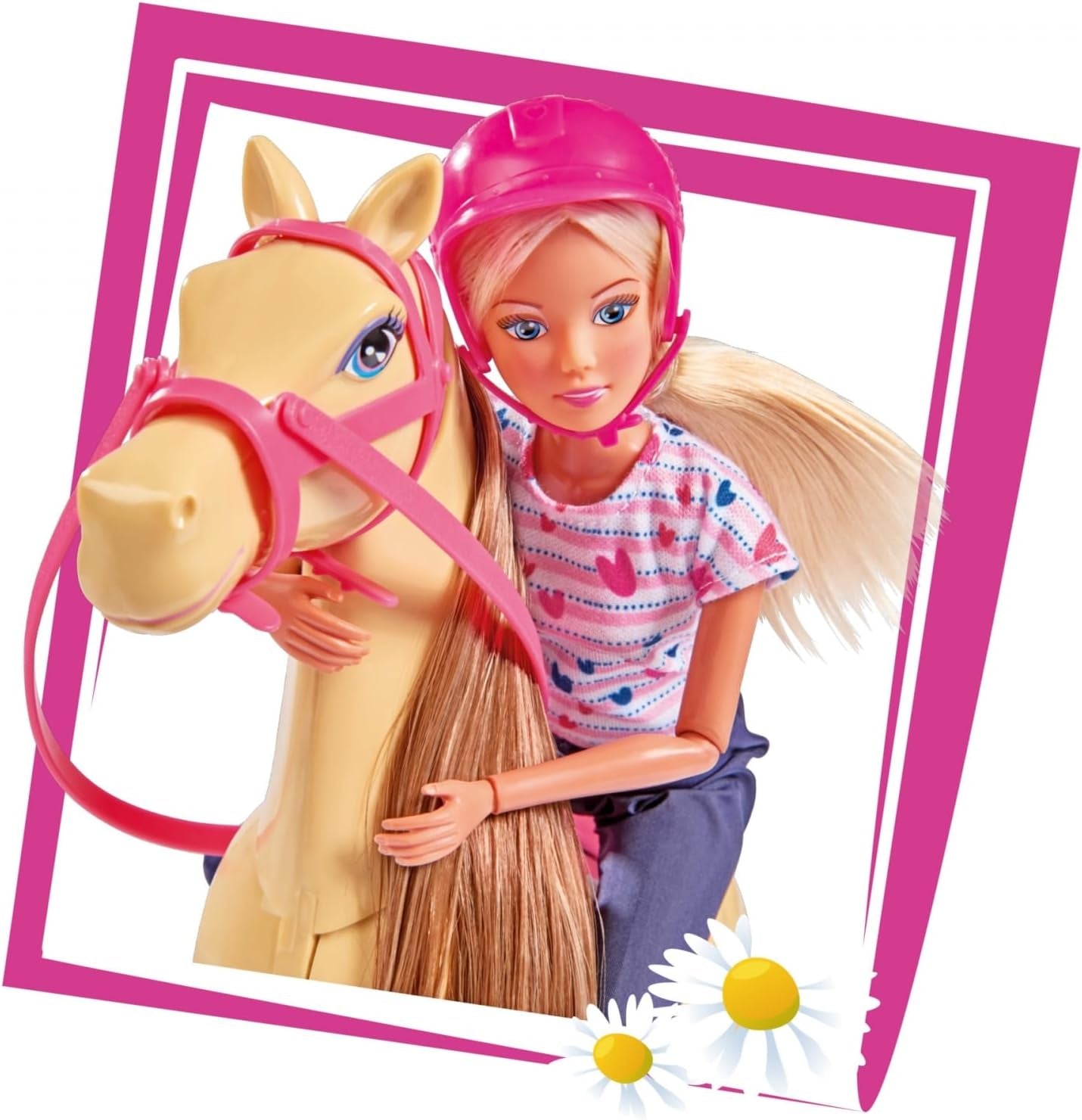 Simba 105730939 - Steffi Love ridetøj 2 heste Fuldleddet modedukke 29 cm til børn fra 3 år og opefter