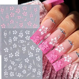 8 Stück Hibiskus Nagelsticker, 3D Selbstklebende Blumen Nagelaufkleber, Weiß Rosa Gelb Magenta Sommer Neonail Sticker, Nail Art Tilbehør Nagel Deko Für Frauen