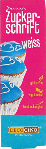 Decocino Red Sugar Lettering - Madfarvebogstaver - Praktisk rør til mærkning af fondant og glasur - Bagepynt til kager, kager og cupcakes! (Pakke med 2)
