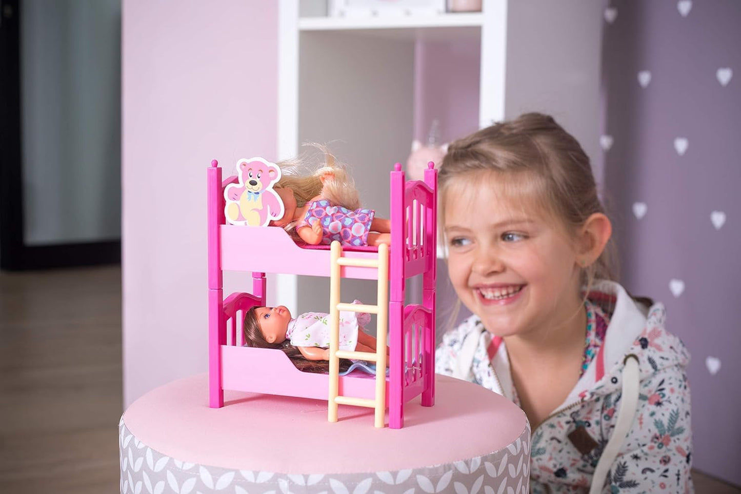 Simba 108178046 105733847 - Evi Love 2 etagers seng / med to Evi-dukker / med køjeseng / inklusive tilbehør / påklædningsdukke / 12 cm, til børn fra 3 år og derover
