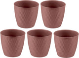 Sæt med 5 brune potter, diameter 16 cm - Robuste plastpotter - Dekorativ plantekasse med dræningsmulighed - Elegant potte til indendørs og udendørs brug