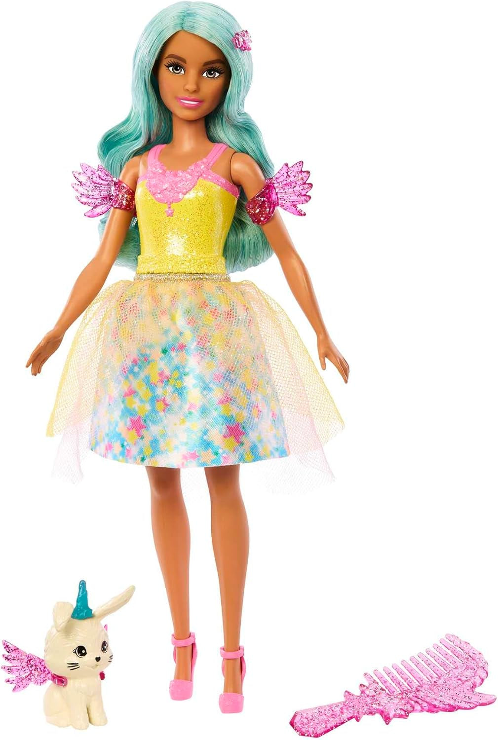 Barbie Hidden Magic - Teresa dukke med fe outfit, bølget hår og kam til sjov frisør, for alderen 3 og opefter, HLC36
