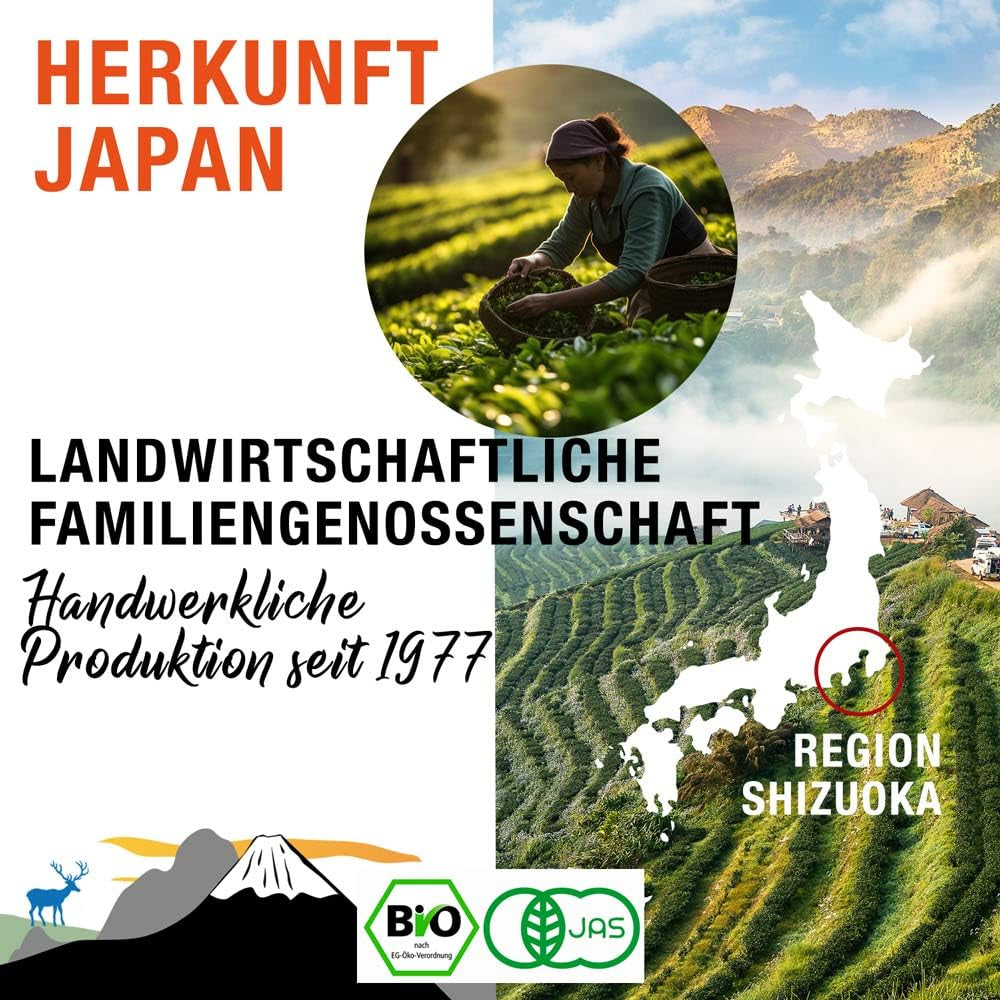 ORIGEENS BIO MATCHA CEREMONIAL GRADE "SHIKA" - Økologisk japansk te fra Shizuoka - Matcha Latte/Usucha - 30g refillpose - Ceremoniel økologisk Matcha grøn te-pulver