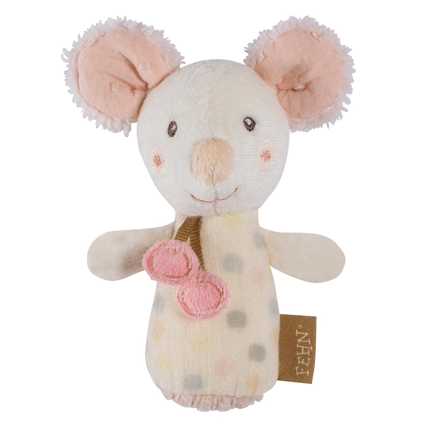 Fehn mini rangle odder - mini gribelegetøj til at rasle, famle og lege med et blødt og nuttet stofdyr - en loyal følgesvend til babyer og småbørn i alderen 0+ måneder Babylegetøj Naty Shop Mouse