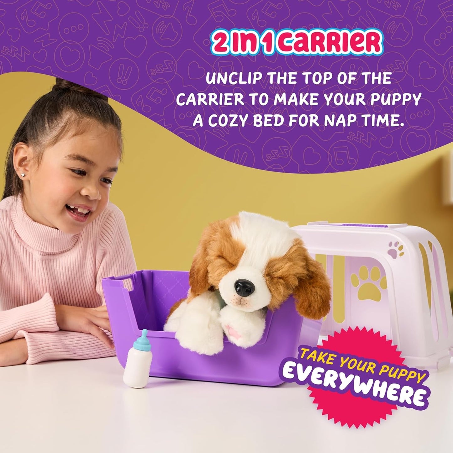 Little Live Pets My Really Real Puppy – Patches; Interaktiv hvalp; over 60 lyde/reaktioner; realistisk udseende; 1 af 72 varianter; legesæt med bæretaske; batterier inkluderet; i alderen 5+