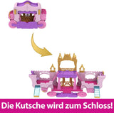 Mattel Disney Princess forvandler legesætvogn til slot med lille nordlysdukke, 3 niveauer, 6 legeområder, 4 figurer, møbler og tilbehør HWX17 Naty Shop-dukker
