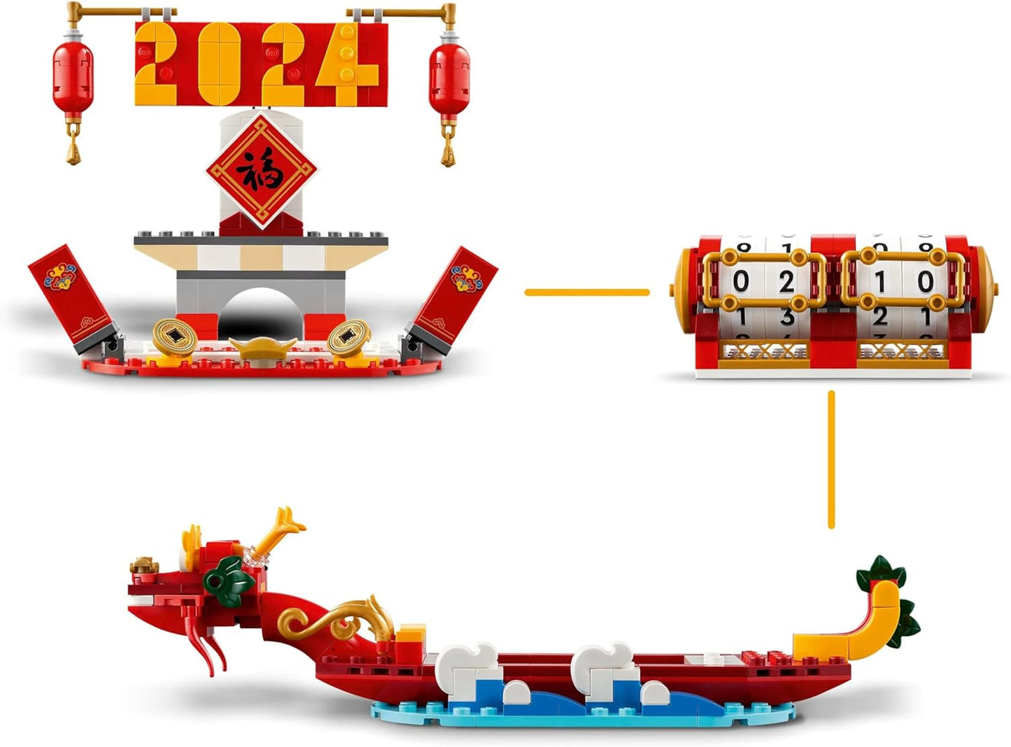 LEGO feriekalender, kinesisk julegave til drenge og piger, månenytårsbyggesæt, giver børn mulighed for at lege fantasifuldt, festlegetøj, kinesisk nytårsdekoration 40678 byggesæt Besuche den LEGO-Store