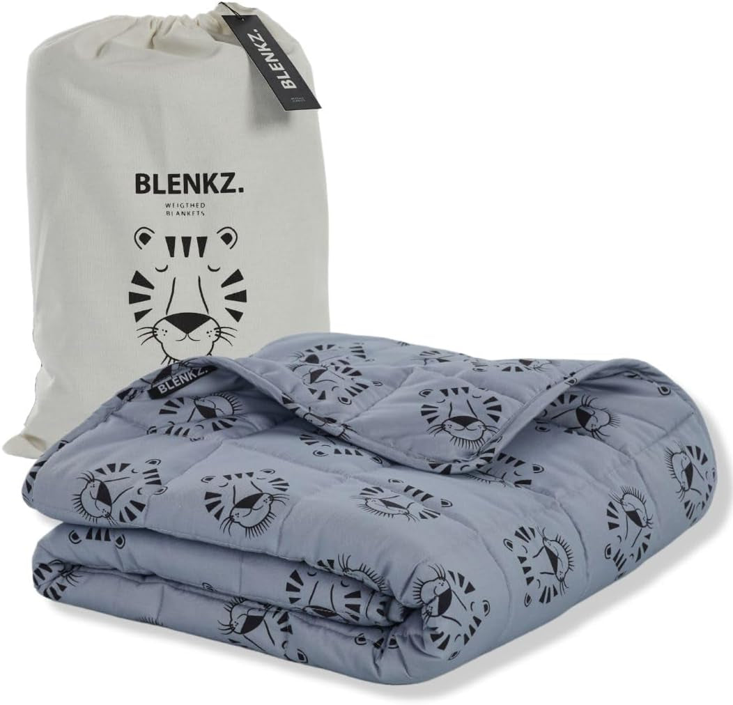 Vægtet babytæppe | 3,5 kg | 100X150cm | Terapi tæppe | Vægtede tæpper | Tungt tæppe (blåt tigeransigt, 3,5Kg-100X150 Cm) BLENKZ Senge og tæpper. Blå tiger ansigt 5Kg-140X200Cm