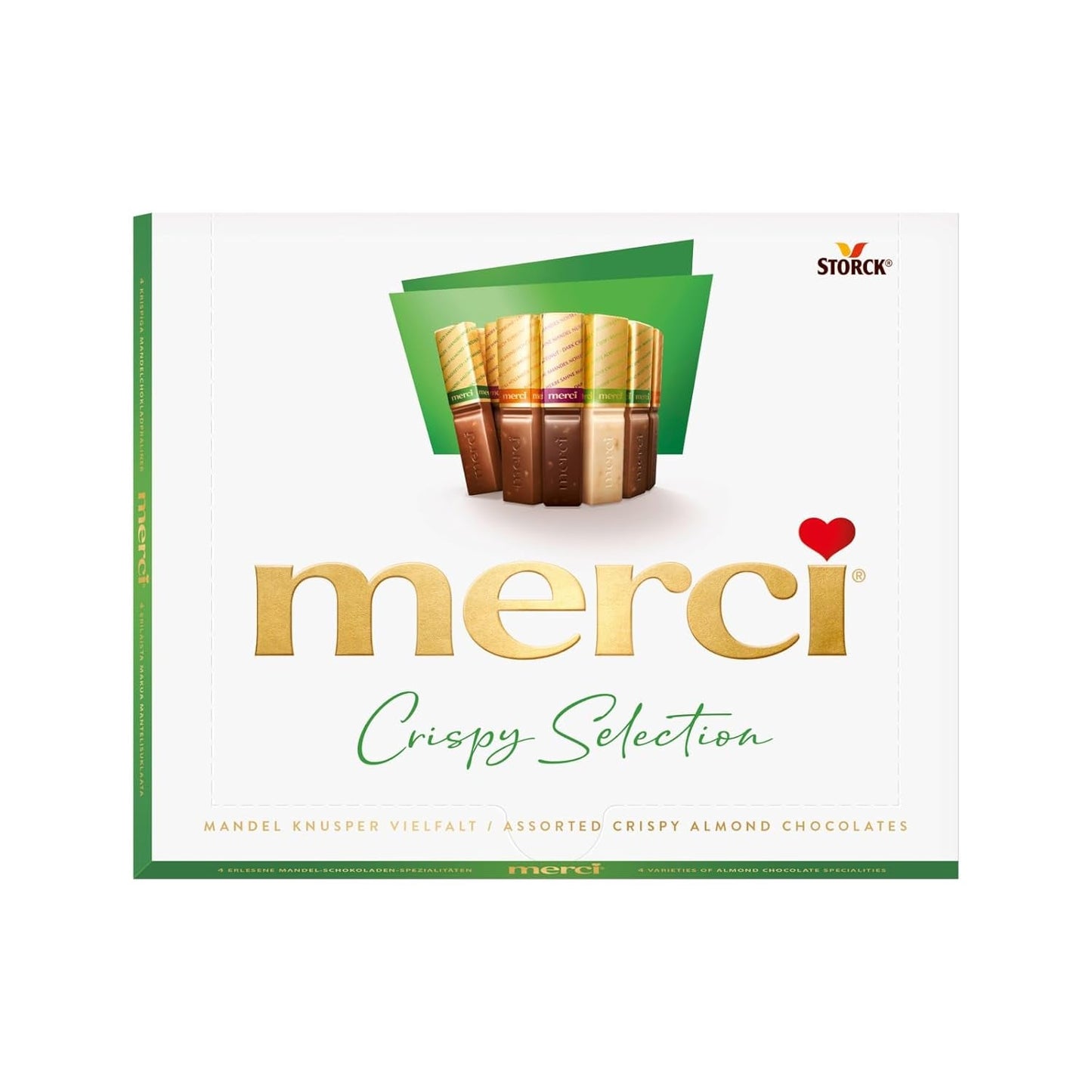 merci Finest Selection Mandel Crunch Variety – 1 x 250 g – Raffinerede specialiteter med nødder og chokolade – Fyldte og ufyldte praliner
