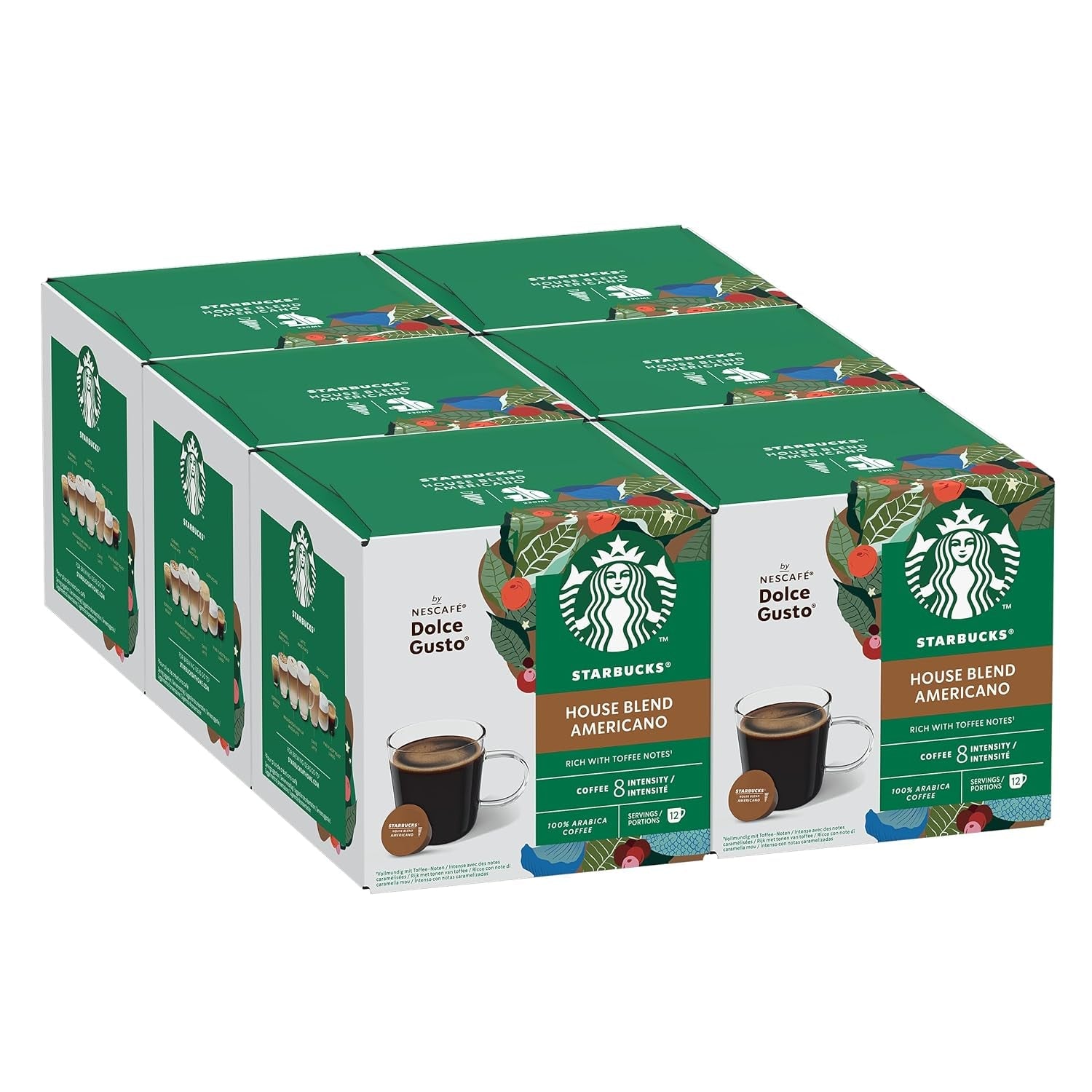 STARBUCKS House Blend af Nescafé Dolce Gusto, Mittlere Röstung, Kaffeekapseln 6 x 12 (72 Kapseln)