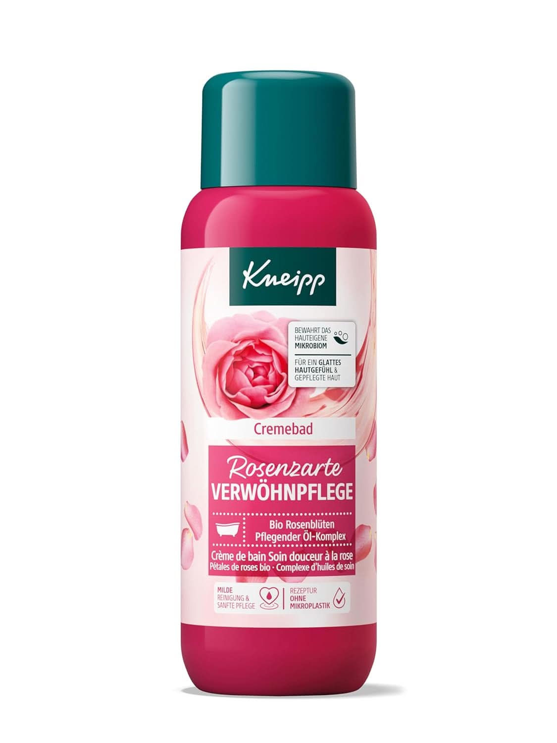 Kneipp, badetilsætningsstof med højkvalitets ekstrakt af økologiske rosenblomster og et kompleks af nærende olier, 400 ml bruser og bad Naty Shop