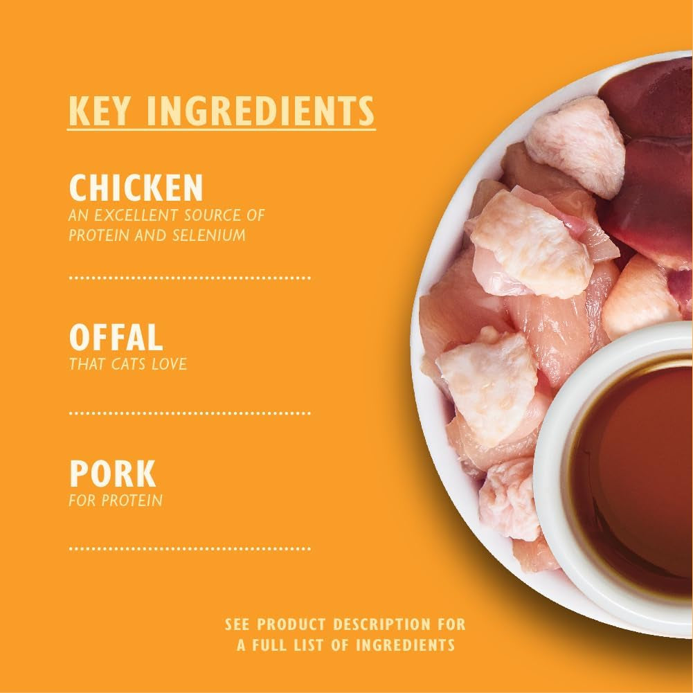 Lily's Kitchen Naturligt vådfoder til voksne katte, dåse, velsmagende stykker i kyllingesovs, kornfri opskrift (24 bakker x 85 g)
