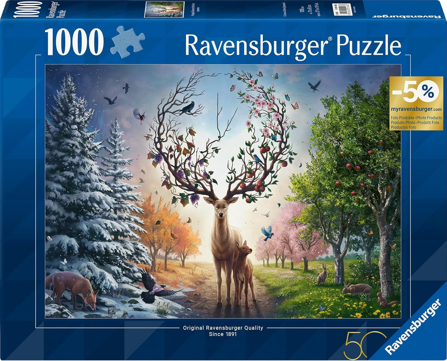 Ravensburger Puslespil 12001088 - The Magic Deer and the Four Seasons - 1000 brikker puslespil for voksne 14+ Puslespil Naty Shop