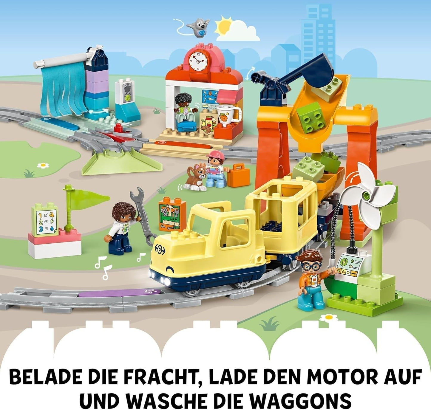 LEGO DUPLO Town stor interaktiv jernbane, byggelegetøj til småbørn 3 år, Push & Go-lokomotiv med lys og lyde, spordele, pædagogisk legetøj til førskolebørn 10428 Byggesæt Beuche den LEGO-Store