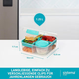 Bento Box TO GO madkassesystem med rum | 1,25 L madpakke med yoghurt/frugtbeholder | for børn og voksne l | BPA-fri Minty Teal [21685-8T], mintgrøn Naty Shop madopbevaringsbokse