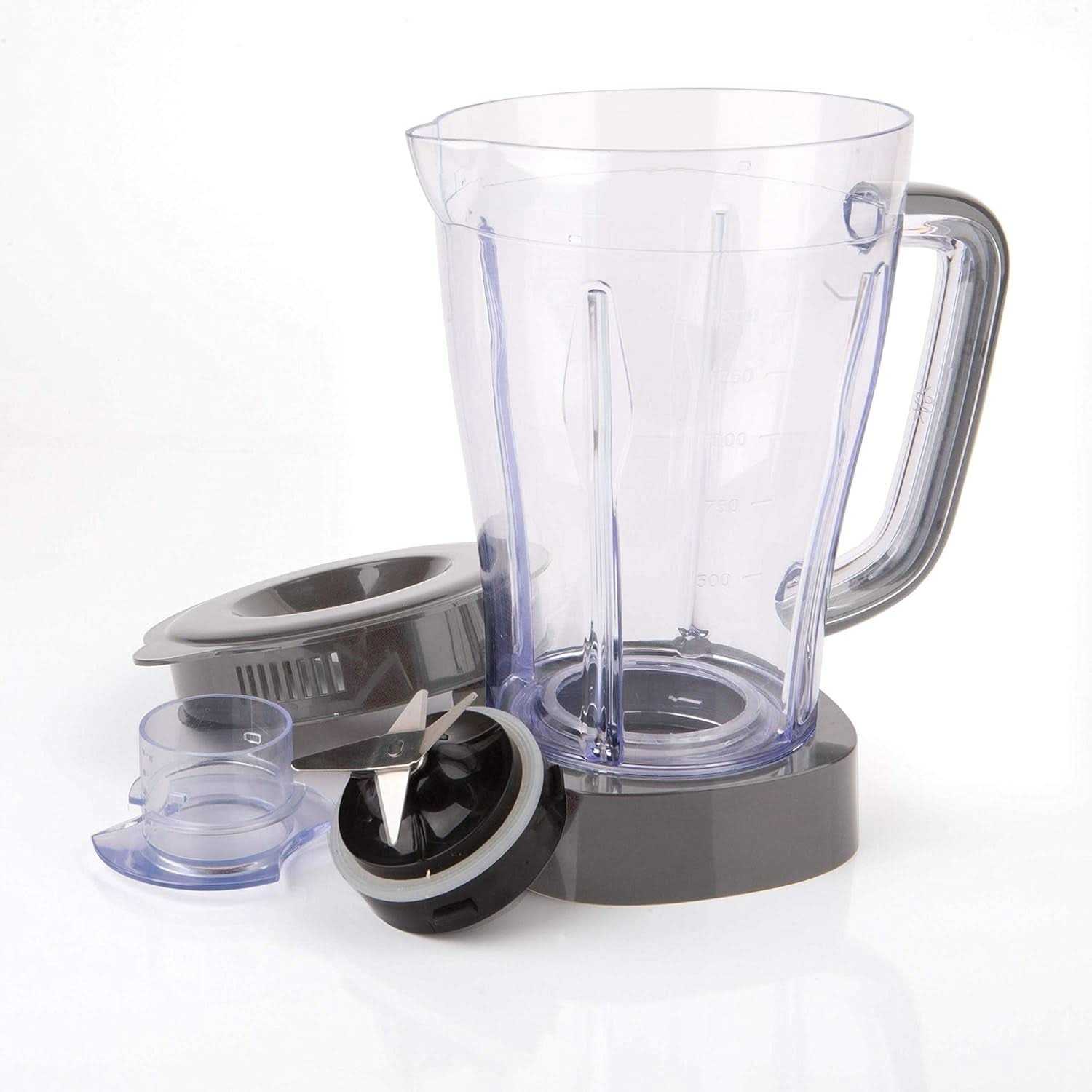 BLACK+DECKER Stand mixer | 500W | 2 hastigheder | Pulsfunktion | Glaskrug | 1,5L | Edelstahlmesser Mit 4 Klingen | Herausnehmbar Und Leicht Zu Reinigen | Weiß Und Grau Kitchen Naty Shop