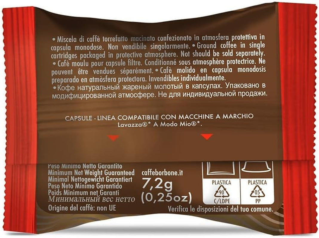 Caffè Borbone Don Carlo, Rote Mischung - 50 Kapseln - Kompatibel med Lavazza®* A Modo Mio®* Haushalts-Espressomaschinen