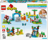 LEGO DUPLO Town Wild Animal Families 3-i-1 sæt, pædagogisk legetøj til småbørn med skildpadder, tigre, elefanter, hjorte, pandaer, sæt til førskolebørn fra 2 år, byggelegetøj med dyrefigurer 10446 byggesæt Beuche den LEGO-Store
