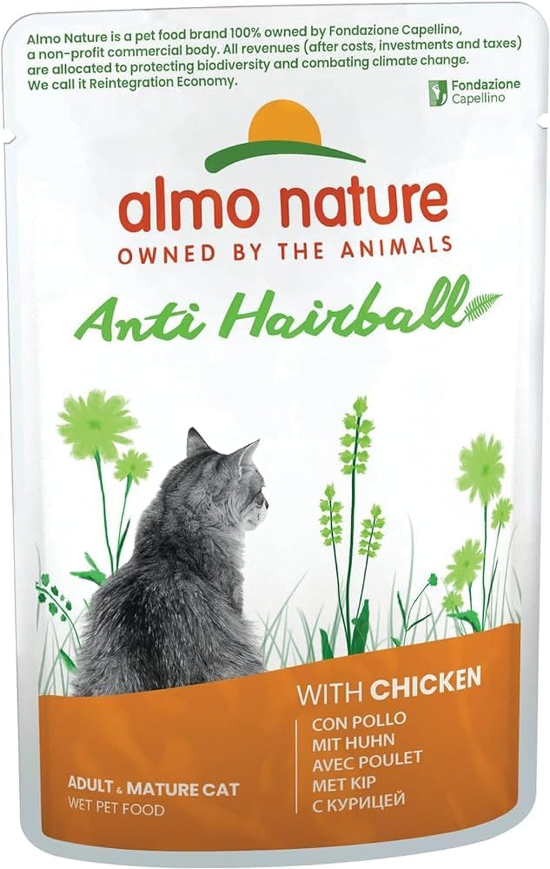 Almo Nature Functional - Anti-hårbolde - Vådfoder til voksne og modne katte - med hvalpe - Bekæmper dannelsen af ​​hårbolde - 70 g (pakke med 30)