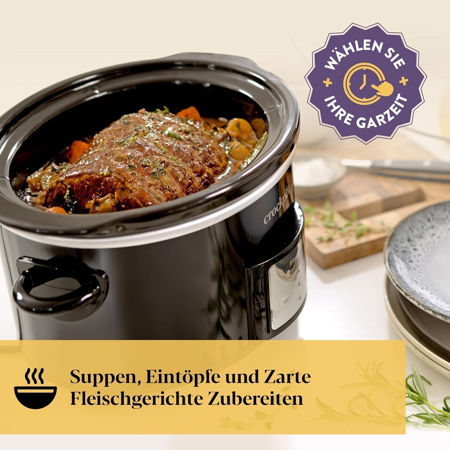 Crockpot digital slow cooker, 3,5 L (3 til 4 personer), CSC113X Slow Cooker Naty Shop