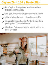 - BIO Ceylon Zimt | Ceylon Zimtpulver aus kontroliert biologiske anbau | Zimtpulver fein vermahlen aus ganzen Zimtstangen. Ideel til Müsli, Milchreis, Gebäck uvm. | Indhold: 180 g