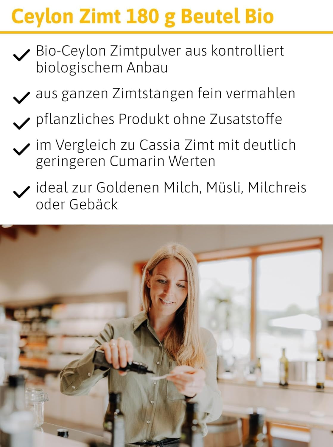 - BIO Ceylon Zimt | Ceylon Zimtpulver aus kontroliert biologiske anbau | Zimtpulver fein vermahlen aus ganzen Zimtstangen. Ideel til Müsli, Milchreis, Gebäck uvm. | Indhold: 180 g