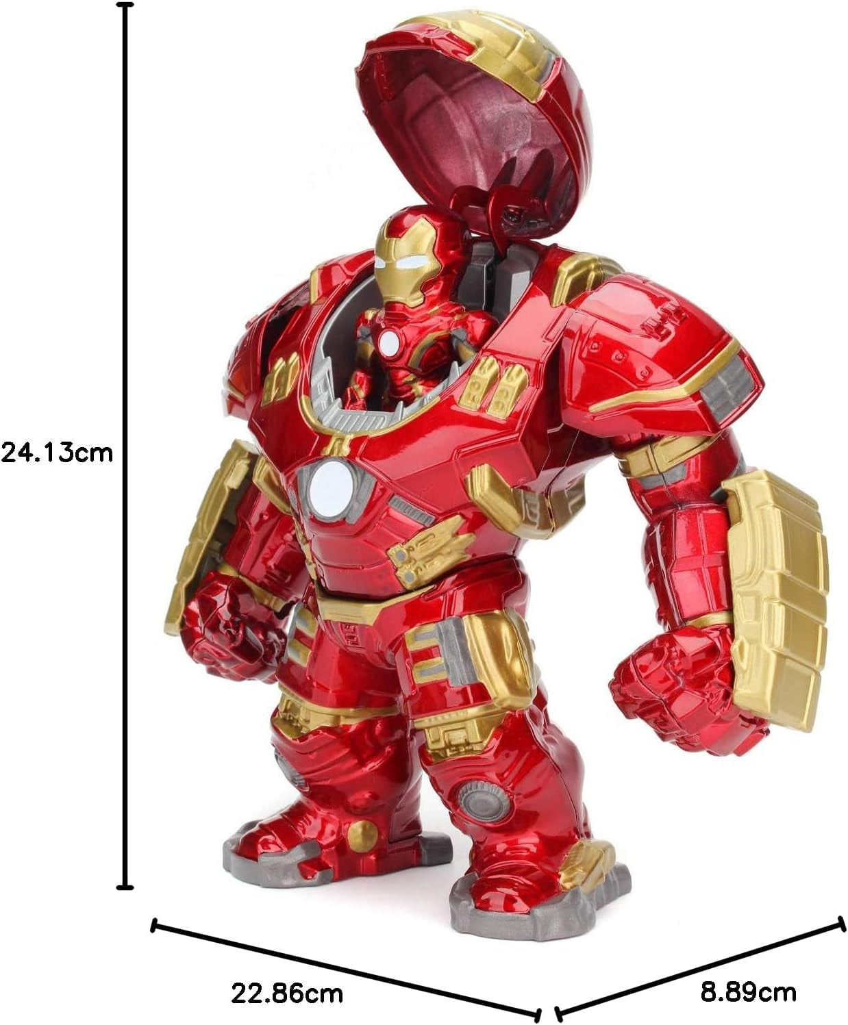 Jada Toys Marvel Figur Hulkbuster & Ironman, Åben og lukket hjelm, Samlefigurer, Sæt, Die-Cast, Rød, Størrelse: 6 tommer Hulkbuster & 2 tommer Ironman Actionfigurer Naty Shop