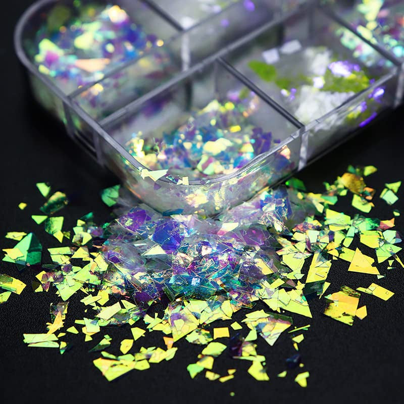 JMEOWIO Nail Glitter 12 Grids Havfrue Negle Art Decoration Accessories Negle Design