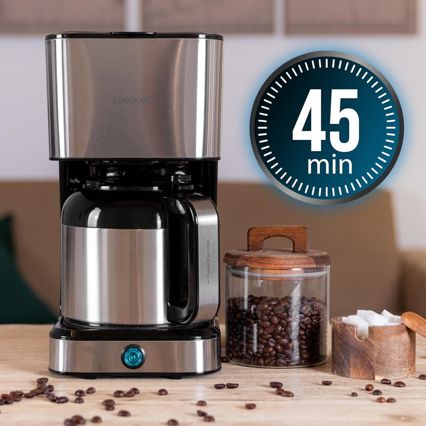 Cecotec Coffee 66 Drop & Thermo dryp kaffemaskine, 950 W, 1,2 L, 10 kopper, ExtremeAroma teknologi, anti-dryp funktion, vandstandsindikator, genanvendeligt hovedfilter, overophedningsbeskyttelse