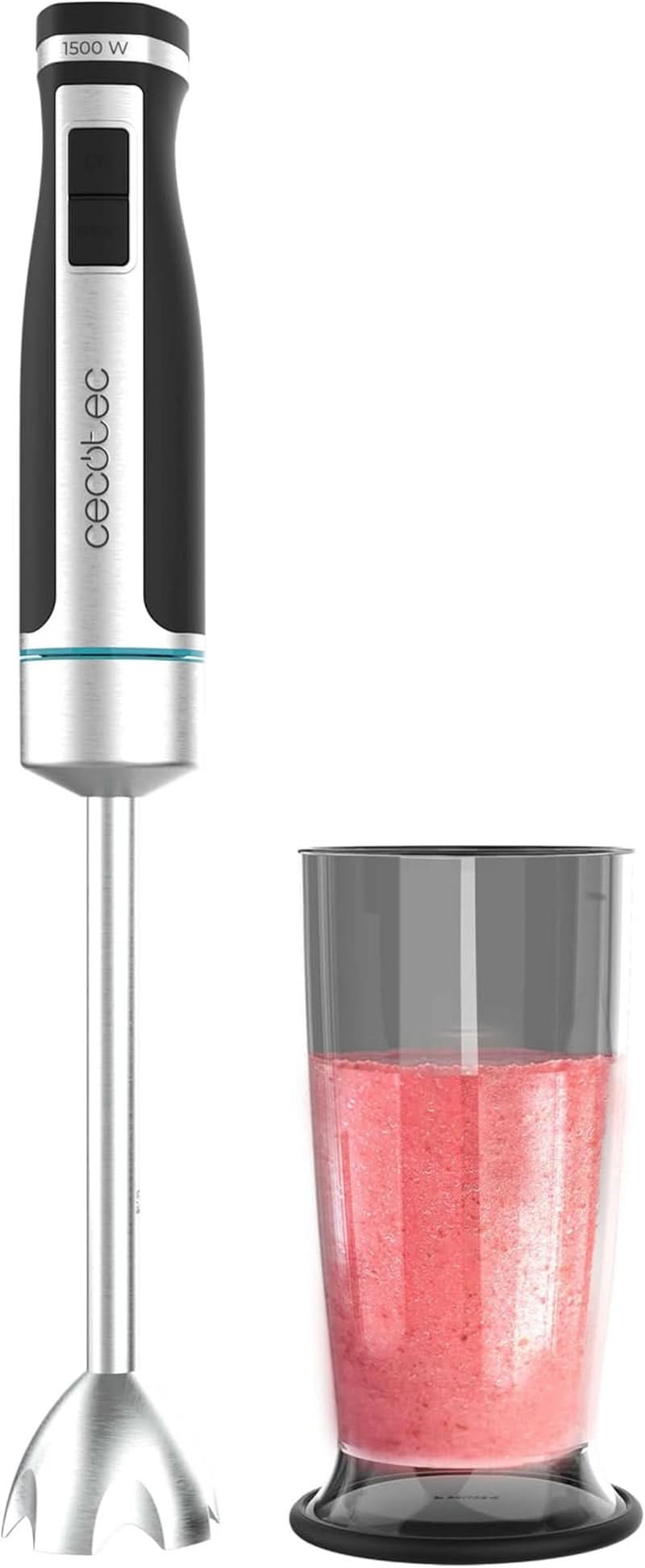 Cecotec Hand-Mixer Powergear 1500 - Klingen Aus Titanium Beschichtung, 21 Geschwindigkeitsstufen, 1500 W, Inklusiv Glas Mit Deckel. (Schwarz Und Edelstahl, XL) Køkken Naty Shop 1 Tilbehør