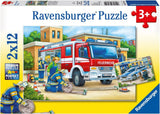 Ravensburger Puslespil for børn - 07574 Politi og brandvæsen - Puslespil for børn fra 3 år, med 2X12 brikker Puslespil Naty Shop 07574 Politi og brandvæsen