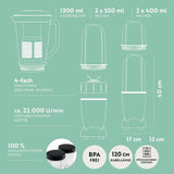Gourmetmaxx Mr Magic Blender, Smoothie Maker med Xxl Naty Shop tilbehørspakke