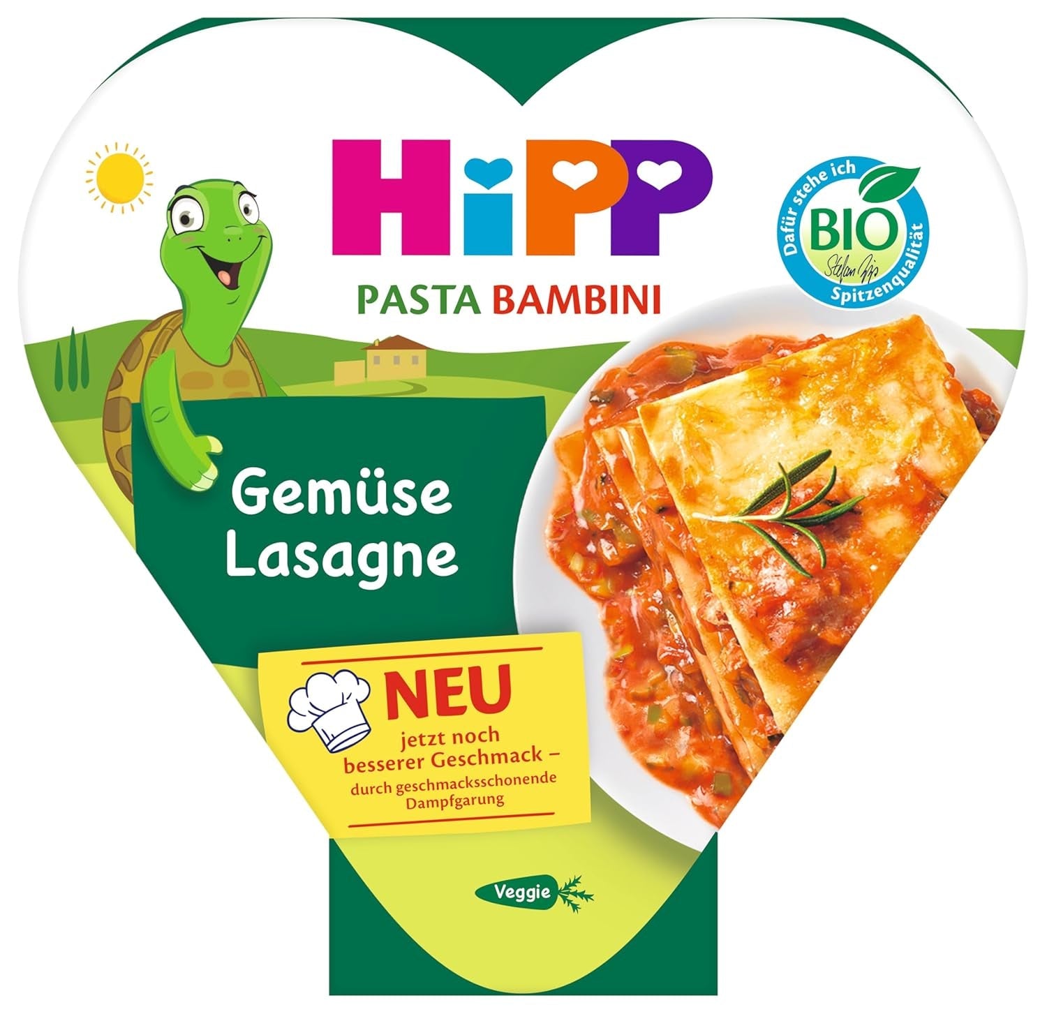 HiPP økologisk grøntsagslasagne (6 x 250g), måltid fra 1 år, let dampet, vegetarisk, krydret til børn, økologisk kvalitet