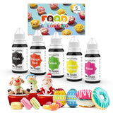 Madfarve 9 x 10 ml, flydende madfarve - madfarvesæt til dekoration af kager, macarons, donuts, fudge, glasur, DIY-sæber, is, sæbefarve, sprøjtepistolfarve