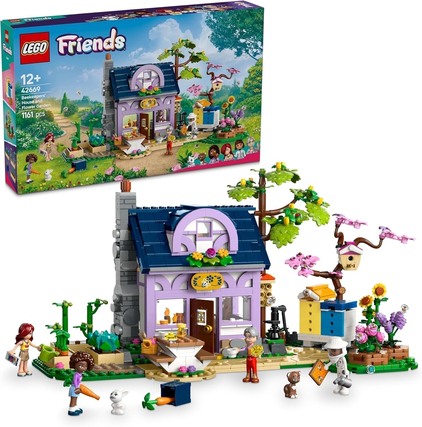 LEGO Friends House And Flower Garden Biavleren, Byggesæt, Naturlegesæt, Gave til piger 12+, Bygbare modelsæt, 4 minifigurer og dyrefigurer, Kat og kanin 42669 Byggesæt Besuche den LEGO-Store Standardtitel