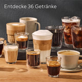 Siemens EQ700 fuldautomatisk espressomaskine, stor TFT-farveskærm, 36 varme og kolde drikke, koldbryg, 2 kops funktion, app kontrol, automatisk rengøringssystem, sort rustfrit stål, TQ717D03