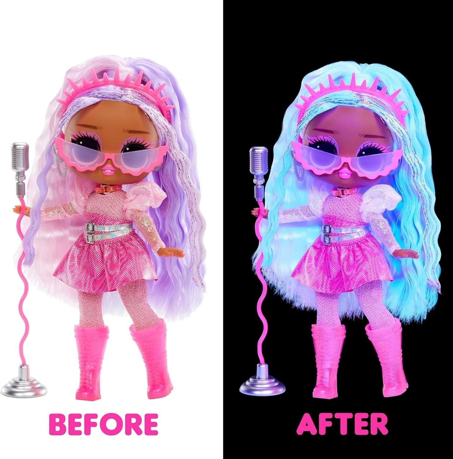 L.O.L. Overraskelse! Tweens Neon Pop Stars - Kitty K - 1 modedukke med baggrundsbelyste overraskelser og 10+ Pop Star-outfits og tilbehør, inklusive retro mikrobånd, gave til børn 4+ Naty Shop Dolls