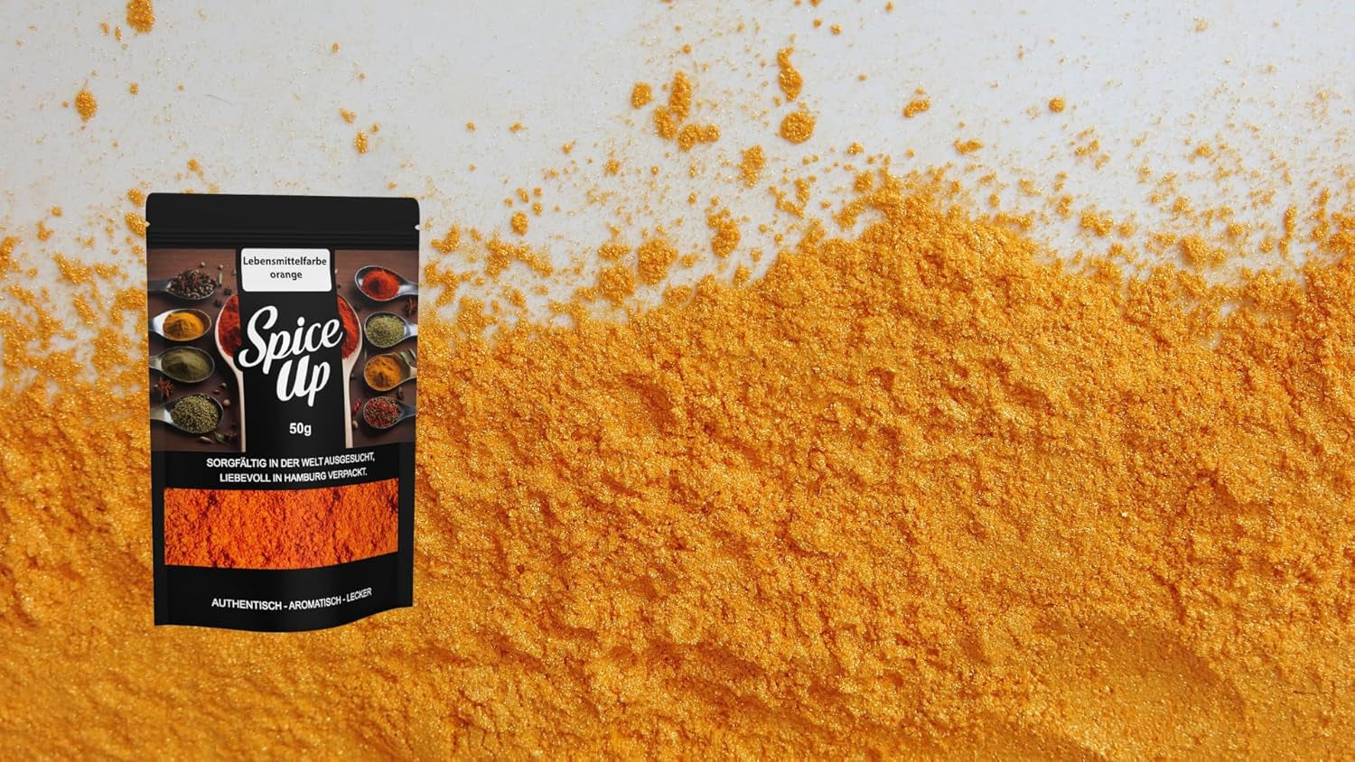 Pift orange madfarve 50G op – Orange madfarvning 50G – pulver i lyse farver til køkken- og bageidéer – til desserter, drinks, karryretter og kreative dekorationer – vegansk og uden kunstige tilsætningsstoffer