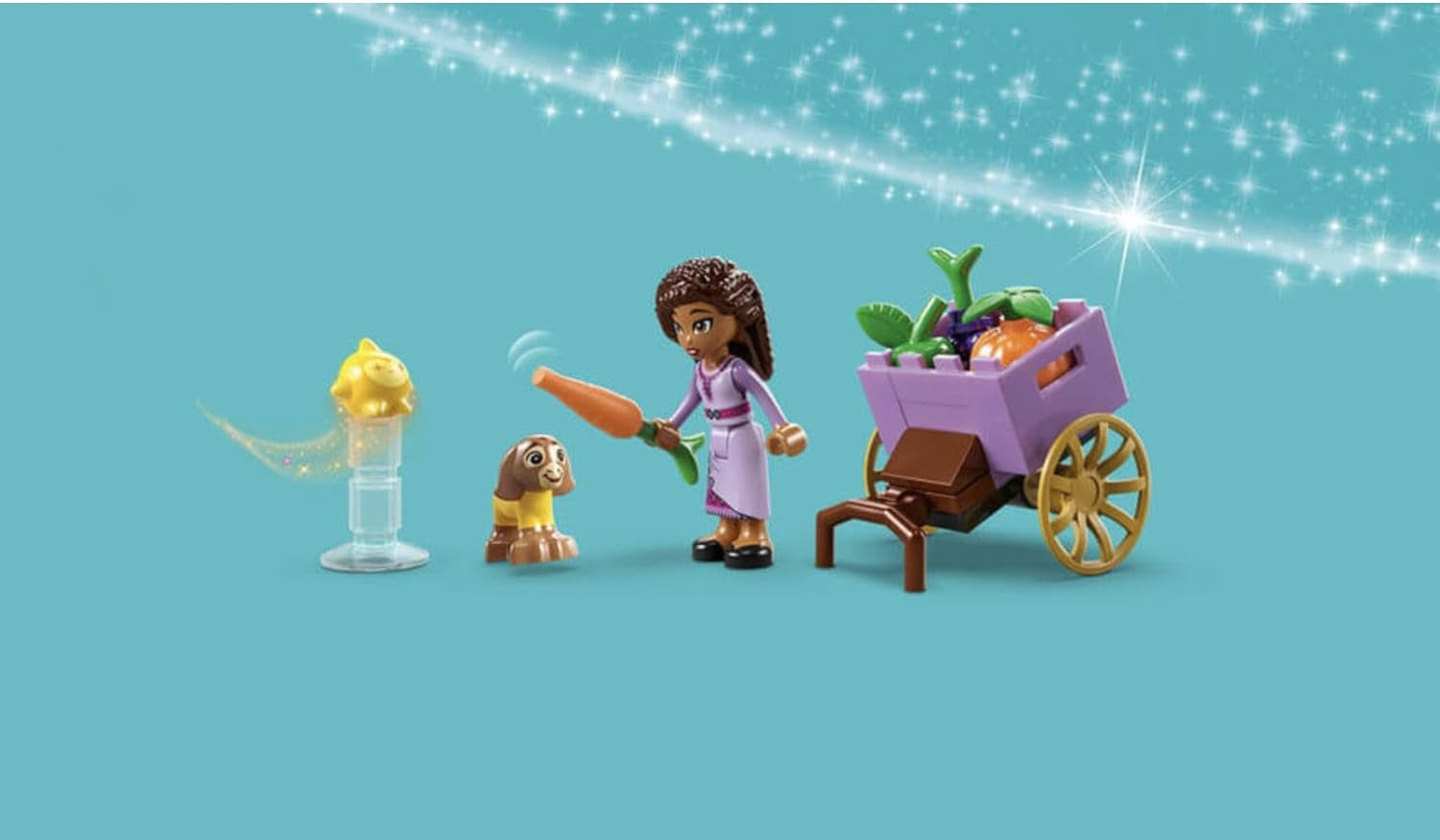LEGO 43223 Disney-ønske Asha i Rosas City, Ønskefilmsæt med marked, Asha-minidukke, Valentino som legetøjsged og stjernefigurer, gave til børn 6 år, byggesæt til piger og drenge Besuche den LEGO-Store