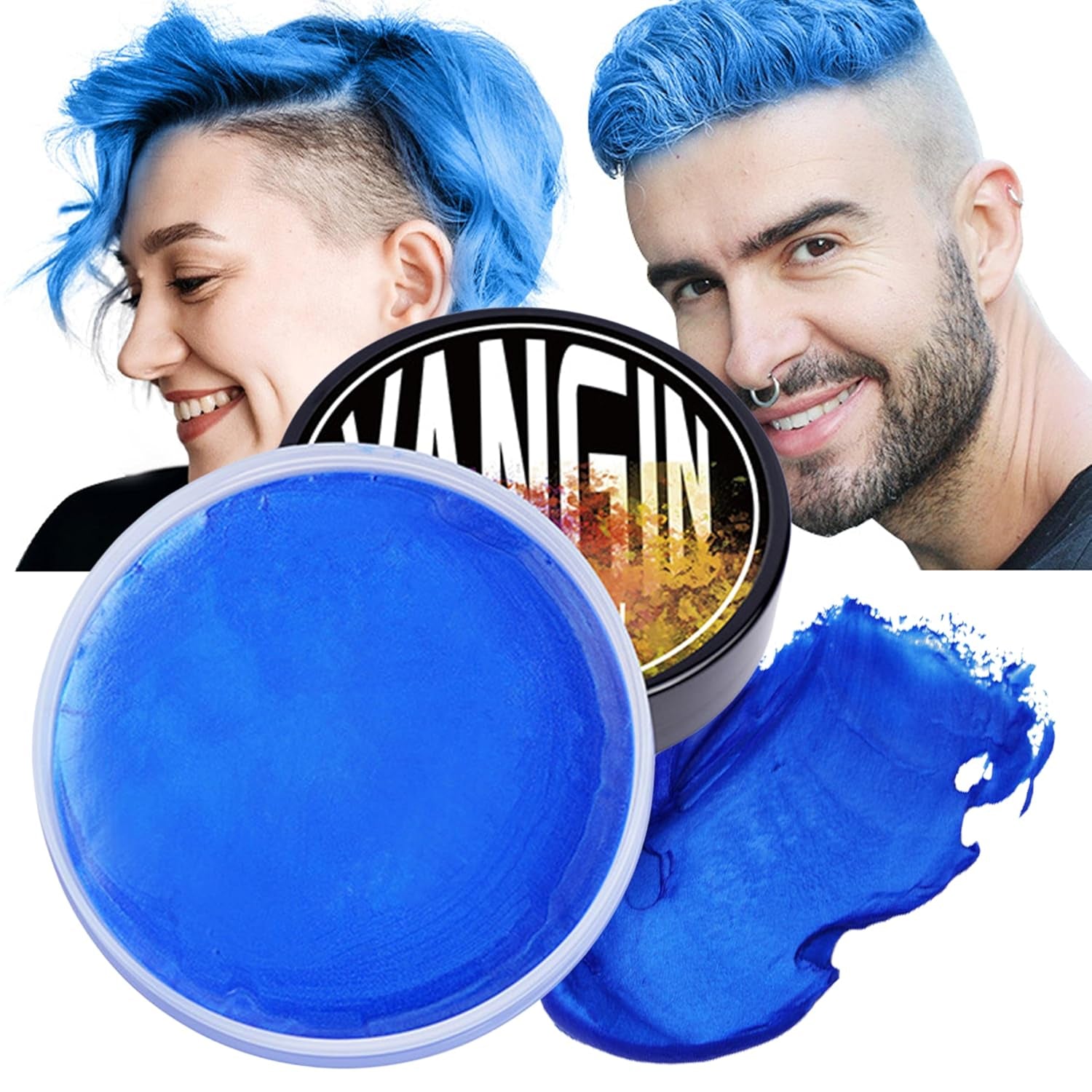 Grøn midlertidig hårfarve, styling af hårfarve til mænd, kvinder, naturlig hårpomade, hårfarvevoks til fest, cosplay og halloween, jul, creme midlertidig hårfarve (100 g, grøn) Naty Shop hårfarve blå 1G (1 pakke)