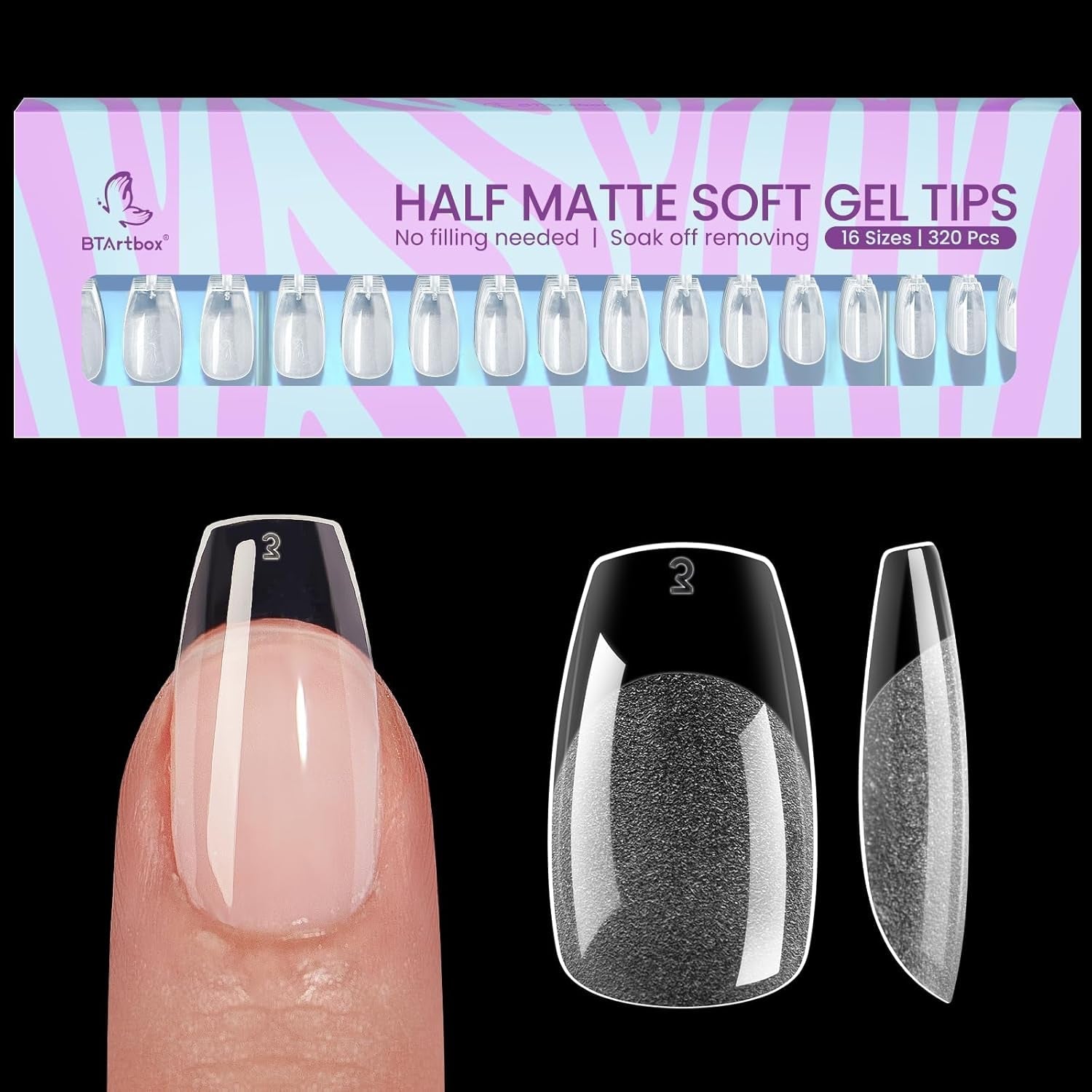 Btartbox Extra Short Mandel Neglespidser - Full Cover Gel X Soft XS Gel Neglespidser - Forformede Semi-Mat Til Brede Negle Salon 320 Stk