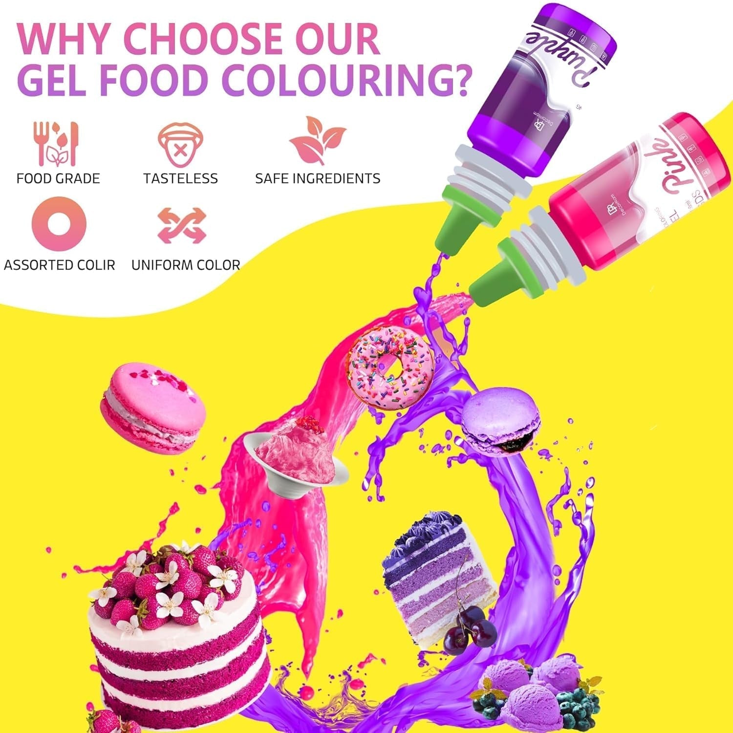 Gel-madfarve - 120 g koncentreret madfarve til kagepynt, bagning, småkager, macarons - sukkerfri madfarve til drikkevarer, kagedekoration, DIY-slime, påskeæg (hvidt)