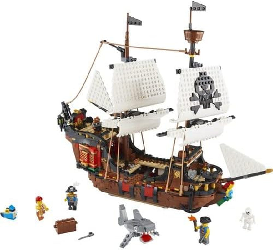 LEGO Creator 3-i-1 piratskibssæt, legetøj med 3 byggemuligheder, byg en piratværtshus eller kraniepiratø, inkluderer 3 rollespilseventyrminifigurer 31109 byggesæt Besuche den LEGO-Store