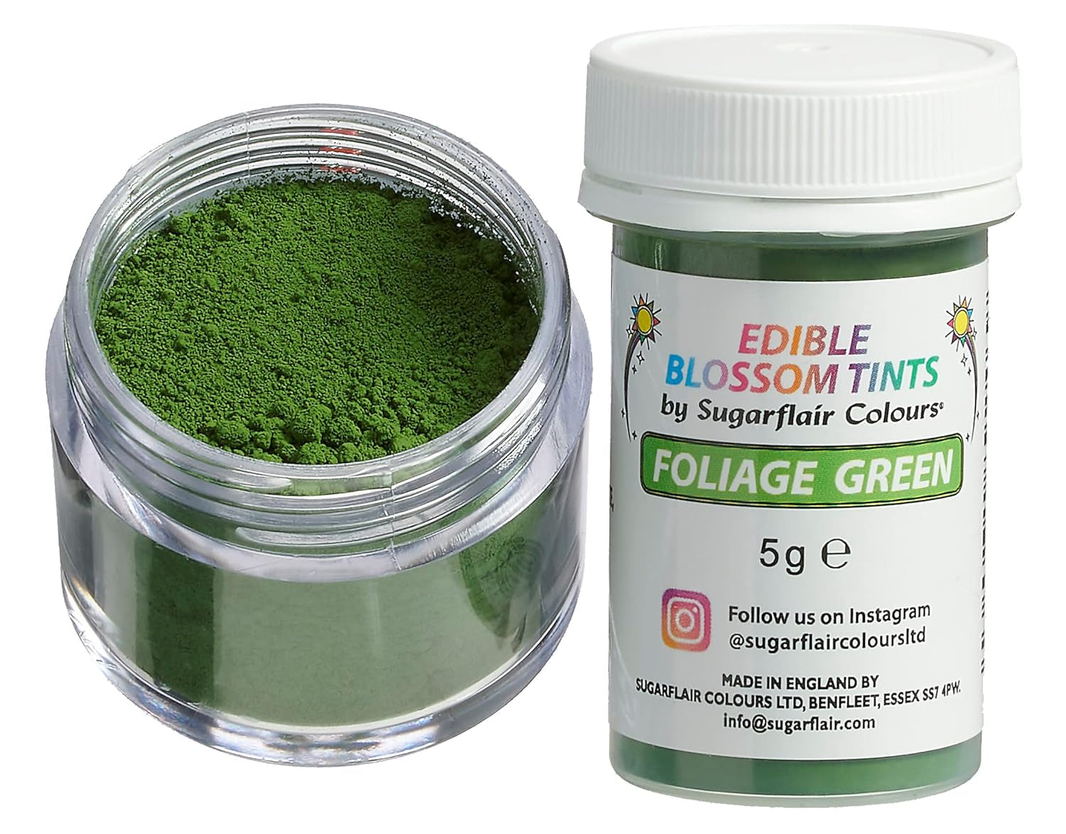 Sugarflair Blossom Tint Dust Leaf Green - Madfarvepulver til kagepynt, fondant, glasur, chokolade, smørcreme, macarons og mere - 5G