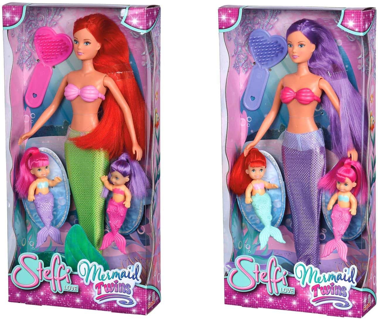 Simba 105734162001 105734162 - Steffi Love The Twin Mermaids / to varianter / Steffi som havfrue / med to baby havfruer / modedukke / 29 cm, til børn fra 3 år og opefter