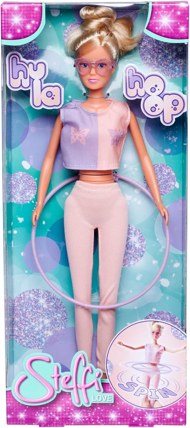 Simba 105733619 - Steffi Love Hula Hoop, Legetøjsdukke med sportstøj, Hula Hoop og mekanisk funktion, 29 cm, Alders 3+